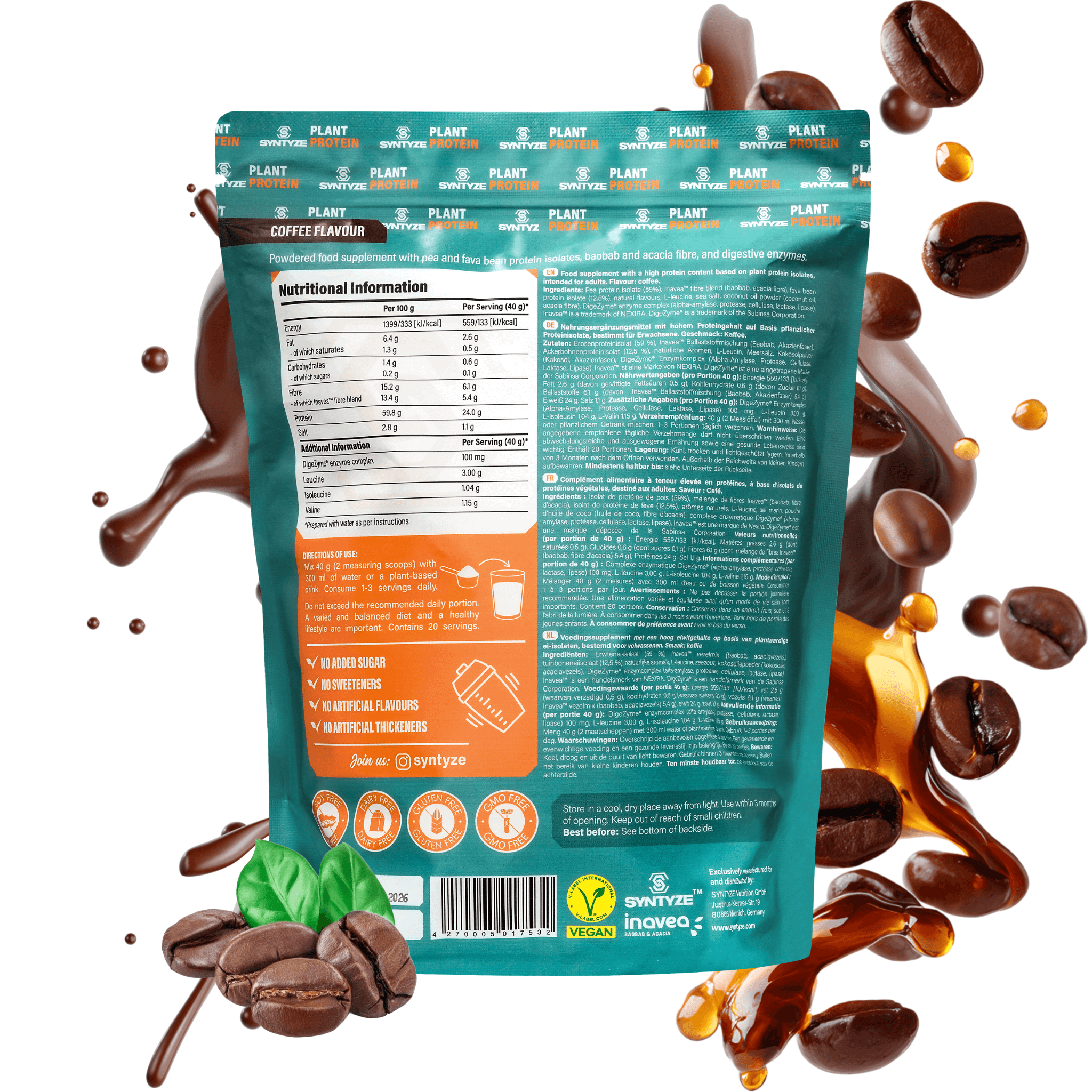 SYNTYZE Plant Protein, Coffee Back