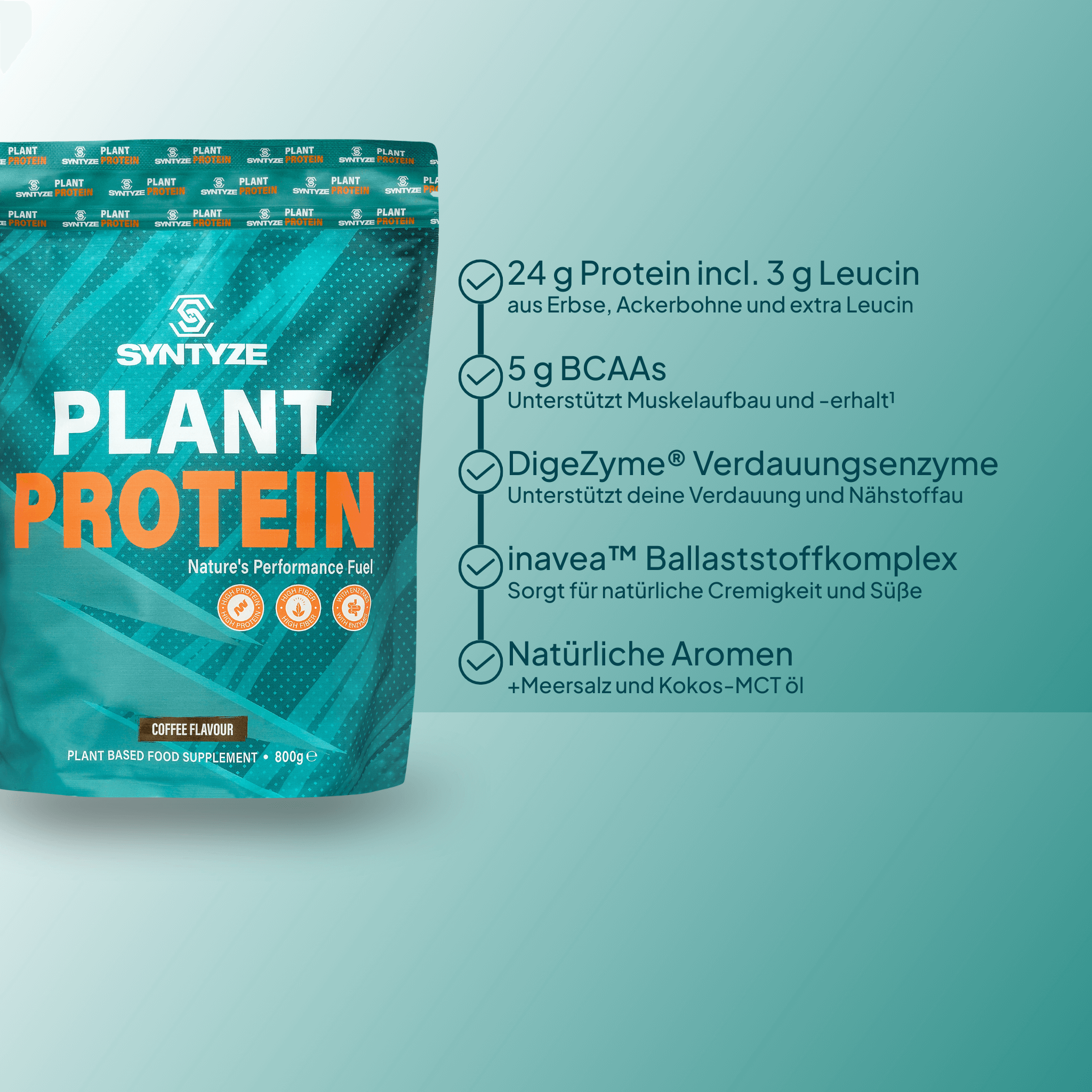 SYNTYZE Plant Protein, Coffee Front Benefits