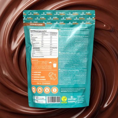 SYNTYZE Plant Protein Schokolade – Rückseite mit Nährwerttabelle und Zutaten